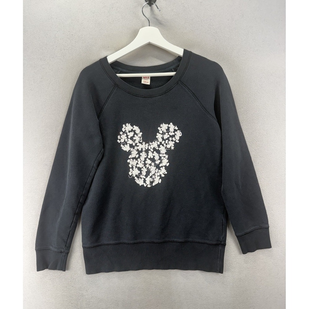 Uniqlo UT Disney Mickey Mouse Floral Silhouette Black Sweatshirt Women's L